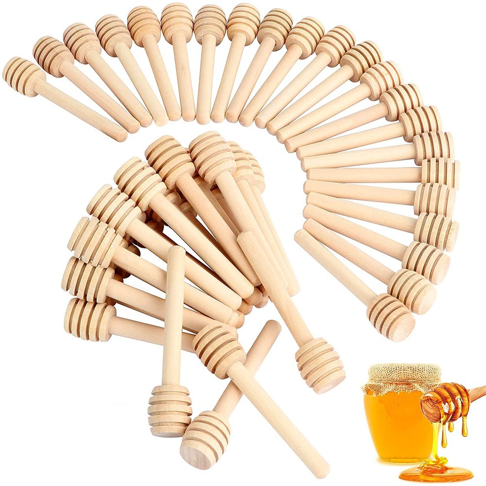 101 PCS Honey Sticks Dipper, 3 Inch Mini Wooden Honeycomb Sticks, Small Honey Stirrer Stick, Honey Sticks for Honey Jar Dispense Drizzle Honey and Wedding Party Favors Gift