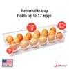 Pikanty Egg Holder for Refrigerator with Removable Tray - Holds 17 Eggs, Clear Plastic Container with Pull Handles for Bulk Eggs, Farm Fresh, Backyard Chickens, Dishwasher Safe, Made in USA view 2