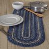 VHC Brands Farmhouse Great Falls Blue Table Runner, Blue White, Jute Blend, Oval, 13x36 Inches view 1