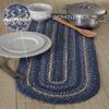 VHC Brands Farmhouse Great Falls Blue Table Runner, Blue White, Jute Blend, Oval, 13x36 Inches view 3