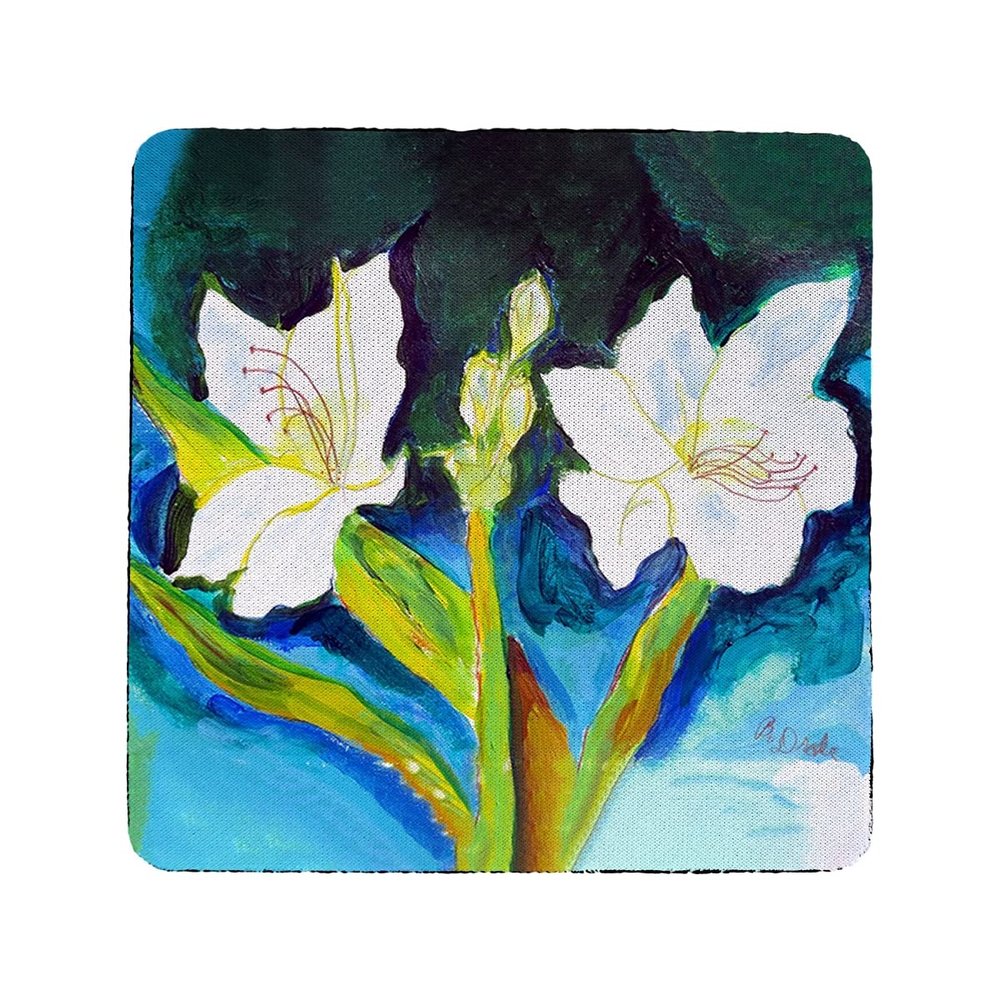 Betsy Drake CT1139 White Lilies Coaster - Set of 4