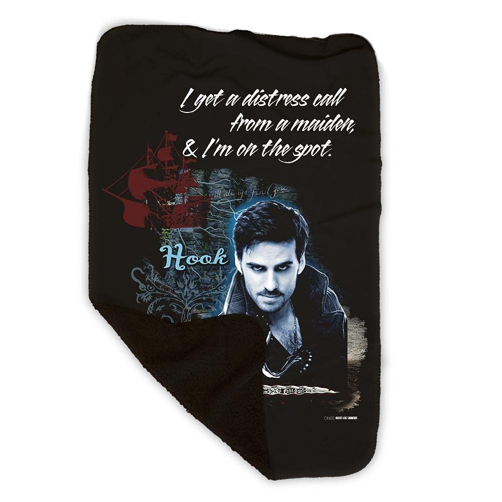 ABC Once Upon A Time Hook Sherpa Blanket - Officially Licensed - Black, 50" x 60"