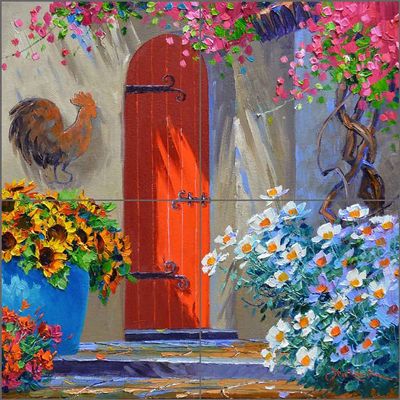 Landscape Tile Backsplash Elegant Vibrance by Mikki Senkarik Kitchen Bathroom Shower Ceramic Mural (12" x 12" on 6" Tiles)