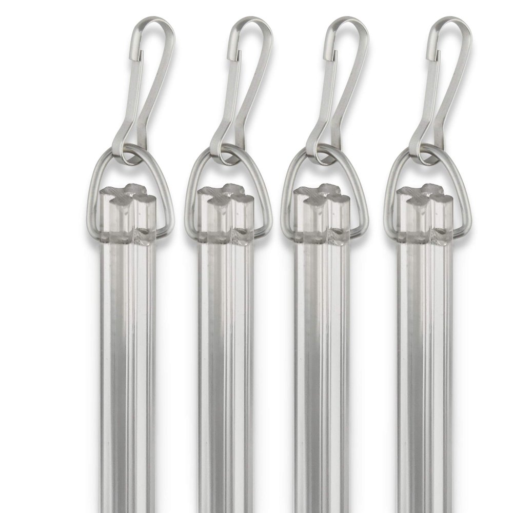 Rod Desyne 1/2" Fluted Baton with Metal Snap, 36 inch (Set of 4), Clear