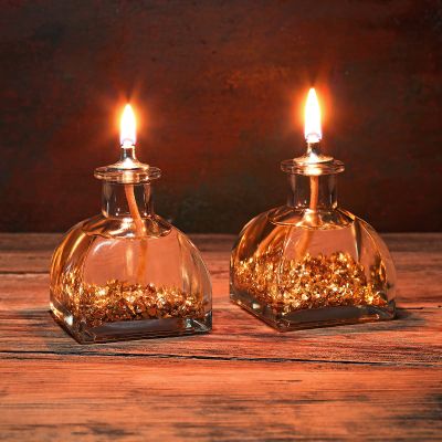 impeRiums Stardust Decorative Oil Lamp Candle Set of 2 x 100 ml (2 x 3.38 Ounce) (Gold)