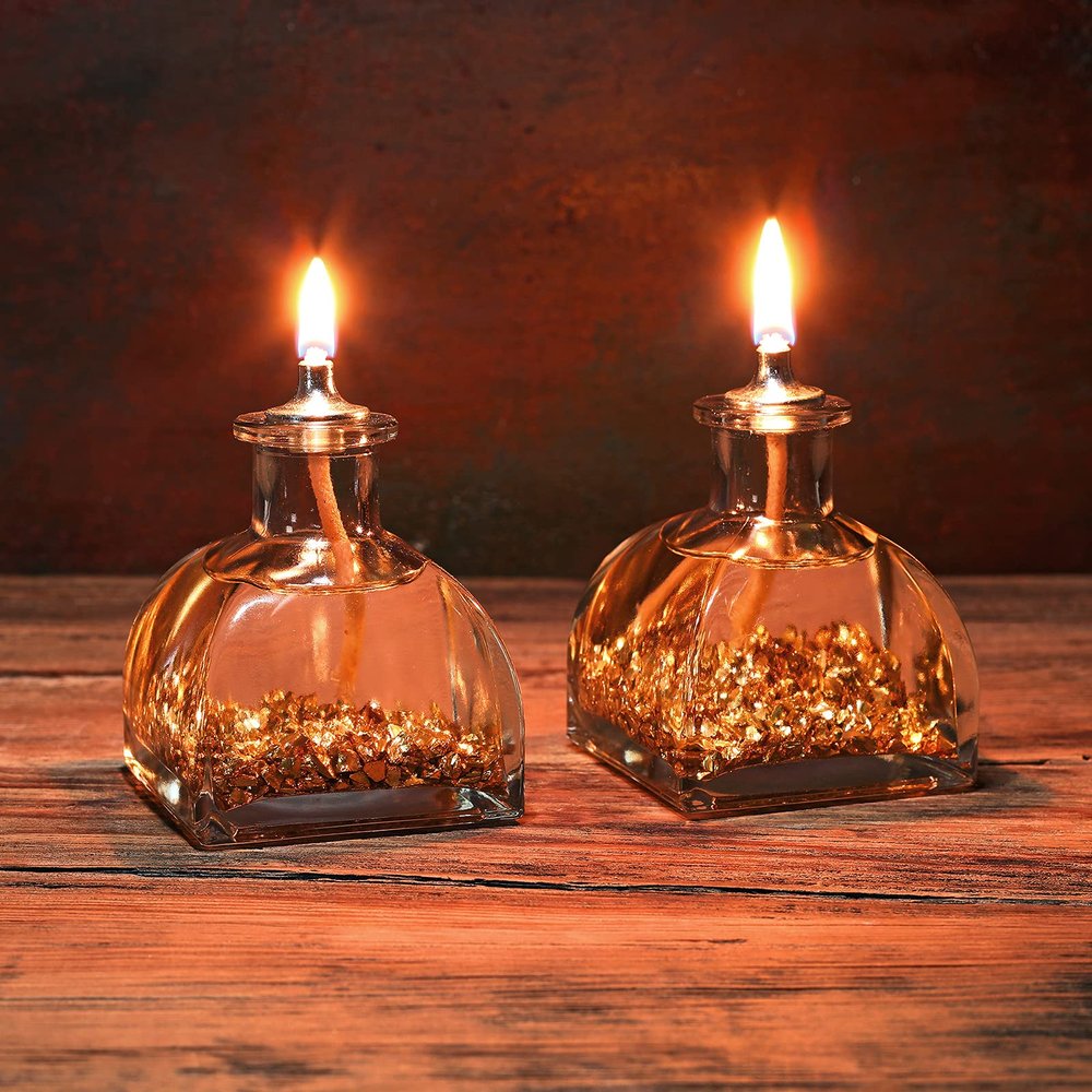 impeRiums Stardust Decorative Oil Lamp Candle Set of 2 x 100 ml (2 x 3.38 Ounce) (Gold)
