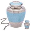 Light Blue Urns for Human Ashes - Adult Male & Female - Handcrafted Large & Small Urns - Keepsake Along with A Cremation Necklace view 1