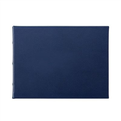 Graphic Image Navy-Blue Leather Blank-Cover Guest Registry Book (r) -