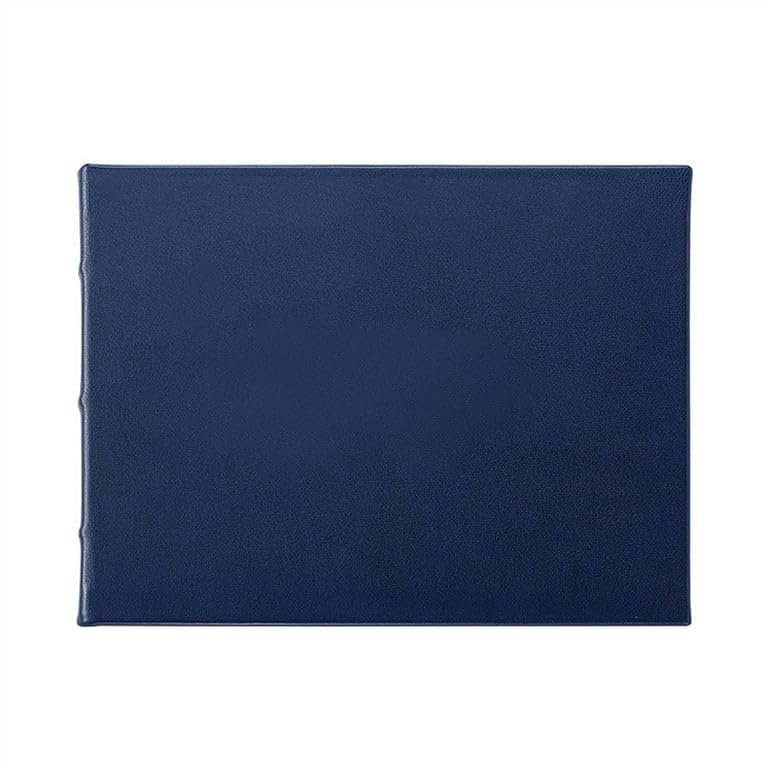 Graphic Image Navy-Blue Leather Blank-Cover Guest Registry Book (r) -