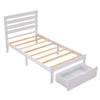 Actual Twin Size Platform Bed with Drawer, Wooden Platform Bed Frame for Kids, Easy to Assemble, No Box Spring Needed (White + Twin) view 4