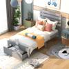 Actual Twin Size Platform Bed with Drawer, Wooden Platform Bed Frame for Kids, Easy to Assemble, No Box Spring Needed (Gray + Twin) view 1