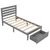 Actual Twin Size Platform Bed with Drawer, Wooden Platform Bed Frame for Kids, Easy to Assemble, No Box Spring Needed (Gray + Twin) view 4