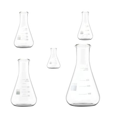 5pcs Erlenmeyer Flask Experimental Flask Boiling Narrow Mouth lab volumetric s Scientific Glass High Borosilicate Conical Flat Supplies
