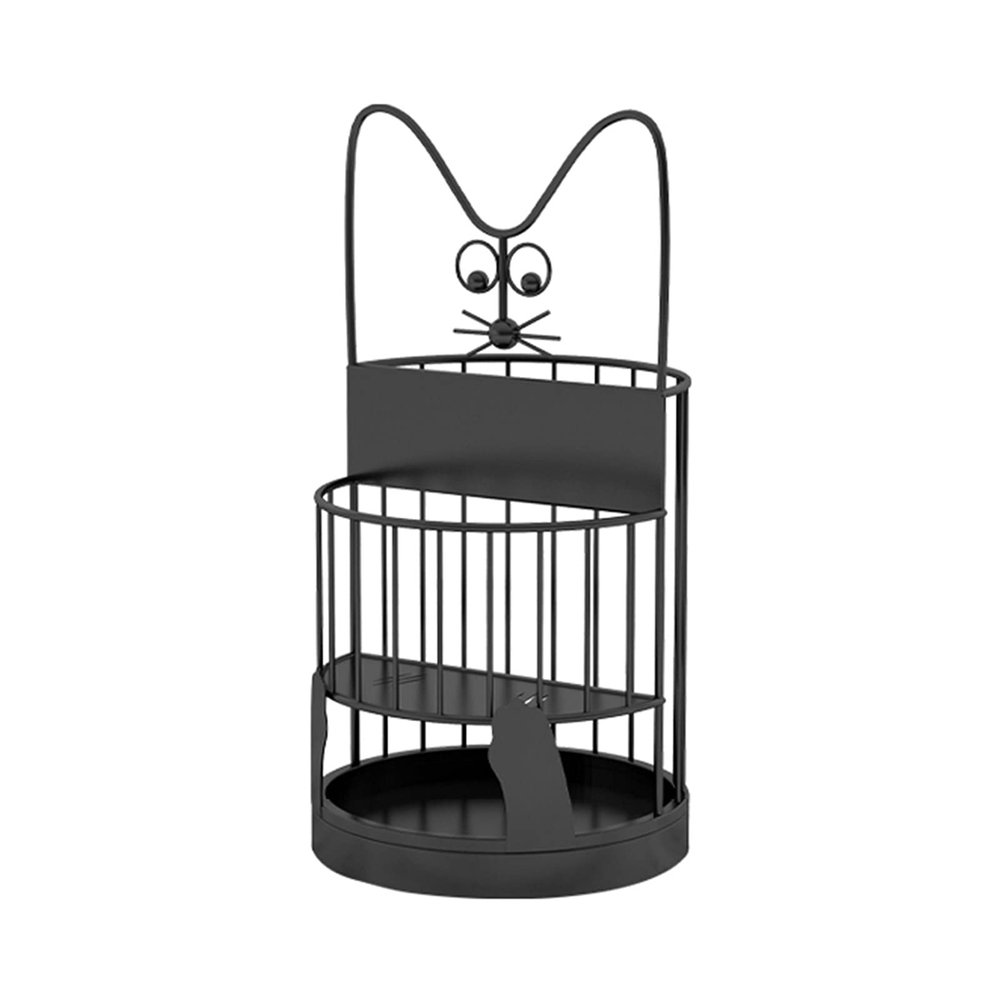 Umbrella Rack Hua Black Metal Umbrella Stand, Large Capacity Umbrella Storage Rack, Modern Creative Cat Art Decoration, 2 Sizes (Size : 30x30x60cm)
