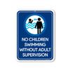 Honey Dew Gifts, No Children Swimming Without Adult Supervision, 9 inch by 12 inch, Tin Plate, Pool Safety Sign, Pool Warning Signs, Pool Warning, Swim Sign, Pool Signage, HDG-1324 view 1