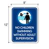 Honey Dew Gifts, No Children Swimming Without Adult Supervision, 9 inch by 12 inch, Tin Plate, Pool Safety Sign, Pool Warning Signs, Pool Warning, Swim Sign, Pool Signage, HDG-1324 view 2