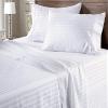 AMAY Luxury Soft 100% Egyptian Cotton 6pc Sheet Set Sateen Weave 800 TC RV Short Queen Size, Fits Mattress Upto 14-16'' Deep Pocket, White Stripe view 1