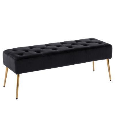 DUHOME Button-Tufted Ottoman Bench, Upholstered Bedroom Benches Velvet Footrest Stool Accent Bench for Entryway Dining Room Living Room Bedroom End of Bed, Black
