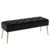 DUHOME Button-Tufted Ottoman Bench, Upholstered Bedroom Benches Velvet Footrest Stool Accent Bench for Entryway Dining Room Living Room Bedroom End of Bed, Black view 1