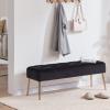 DUHOME Button-Tufted Ottoman Bench, Upholstered Bedroom Benches Velvet Footrest Stool Accent Bench for Entryway Dining Room Living Room Bedroom End of Bed, Black view 2