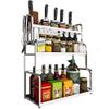 WHLMYH Modern Stainless Steel Kitchen Shelf,Spice Rack Kitchen Shelf Packet Organizer Herb Rack Holder Rack for Jar Can Seasoning Bottle and More 3 Tier Desktop Free Standing,352260Cm view 1