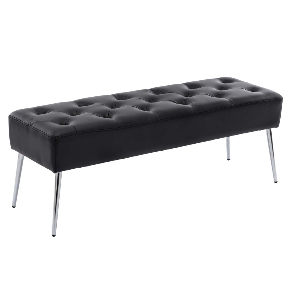 DUHOME Button-Tufted Ottoman Bench, Upholstered Bedroom Benches Footrest Stool Leather Accent Bench for Entryway Dining Room Living Room Bedroom End of Bed, Black