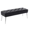 DUHOME Button-Tufted Ottoman Bench, Upholstered Bedroom Benches Footrest Stool Leather Accent Bench for Entryway Dining Room Living Room Bedroom End of Bed, Black view 1