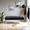 DUHOME Button-Tufted Ottoman Bench, Upholstered Bedroom Benches Footrest Stool Leather Accent Bench for Entryway Dining Room Living Room Bedroom End of Bed, Black view 2