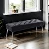 DUHOME Button-Tufted Ottoman Bench, Upholstered Bedroom Benches Footrest Stool Leather Accent Bench for Entryway Dining Room Living Room Bedroom End of Bed, Black view 4