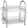WHLMYH Modern Stainless Steel Kitchen Shelf,Dish Drainer Double Plate Rack Drainer for Kitchen, 2 Tier Dish Rack Holder Kitchen Shelf Kitchen Storage Rack Spice Rack view 1