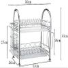 WHLMYH Modern Stainless Steel Kitchen Shelf,Dish Drainer Double Plate Rack Drainer for Kitchen, 2 Tier Dish Rack Holder Kitchen Shelf Kitchen Storage Rack Spice Rack view 2
