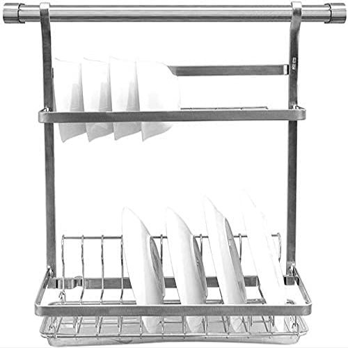 WHLMYH Modern Stainless Steel Kitchen Shelf,Household Kitchen Shelf Dish Rack Drain Rack Stainless Steel Double Layer Storage (50 * 22 * 42Cm)