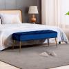 DUHOME Button-Tufted Ottoman Bench, Upholstered Bedroom Benches Velvet Footrest Stool Dining Bench Accent Bench for Entryway Dining Room Living Room Bedroom, Dark Blue view 2