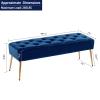 DUHOME Button-Tufted Ottoman Bench, Upholstered Bedroom Benches Velvet Footrest Stool Dining Bench Accent Bench for Entryway Dining Room Living Room Bedroom, Dark Blue view 3