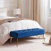 DUHOME Button-Tufted Ottoman Bench, Upholstered Bedroom Benches Velvet Footrest Stool Dining Bench Accent Bench for Entryway Dining Room Living Room Bedroom, Dark Blue view 4
