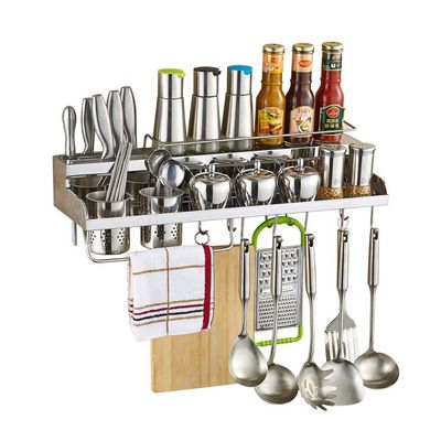 WHLMYH Modern Stainless Steel Kitchen Shelf,Kitchen Shelf Racks Home Kitchen Shelf Stainless Steel Wall Hanging Spice Rack Supplies and Accessories Hanger,60 * 10 * 20Cm
