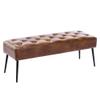 DUHOME Button-Tufted Ottoman Bench, Upholstered Bedroom Benches Leather Footrest Stool Accent Bench for Entryway Dining Room Living Room Bedroom End of Bed, Yellowish Brown view 1