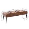 DUHOME Button-Tufted Ottoman Bench, Upholstered Bedroom Benches Leather Footrest Stool Accent Bench for Entryway Dining Room Living Room Bedroom End of Bed, Yellowish Brown view 3