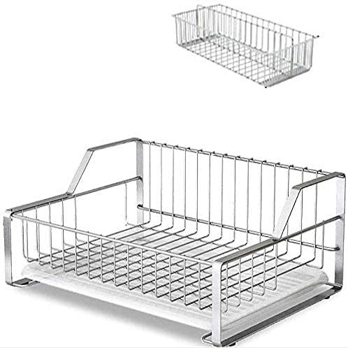 WHLMYH Modern Stainless Steel Kitchen Shelf,Household Kitchen Shelf Dish Rack Stainless Steel Drain Rack (44 * 33 * 17Cm)