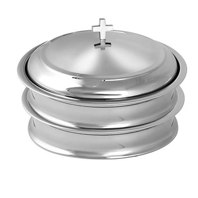 Communion Ware 2 Holy Wine Serving Trays with A Cover - Stainless Steel (Silver/Mirror)