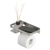 Tiger Caddy Toilet Roll Holder with Practical Shelf Stainless Steel Toilet Roll Holder with Shelf for Smartphone or Box for Wet Toilet Paper Colour: Brushed Stainless Steel view 2