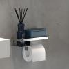 Tiger Caddy Toilet Roll Holder with Practical Shelf Stainless Steel Toilet Roll Holder with Shelf for Smartphone or Box for Wet Toilet Paper Colour: Brushed Stainless Steel view 3