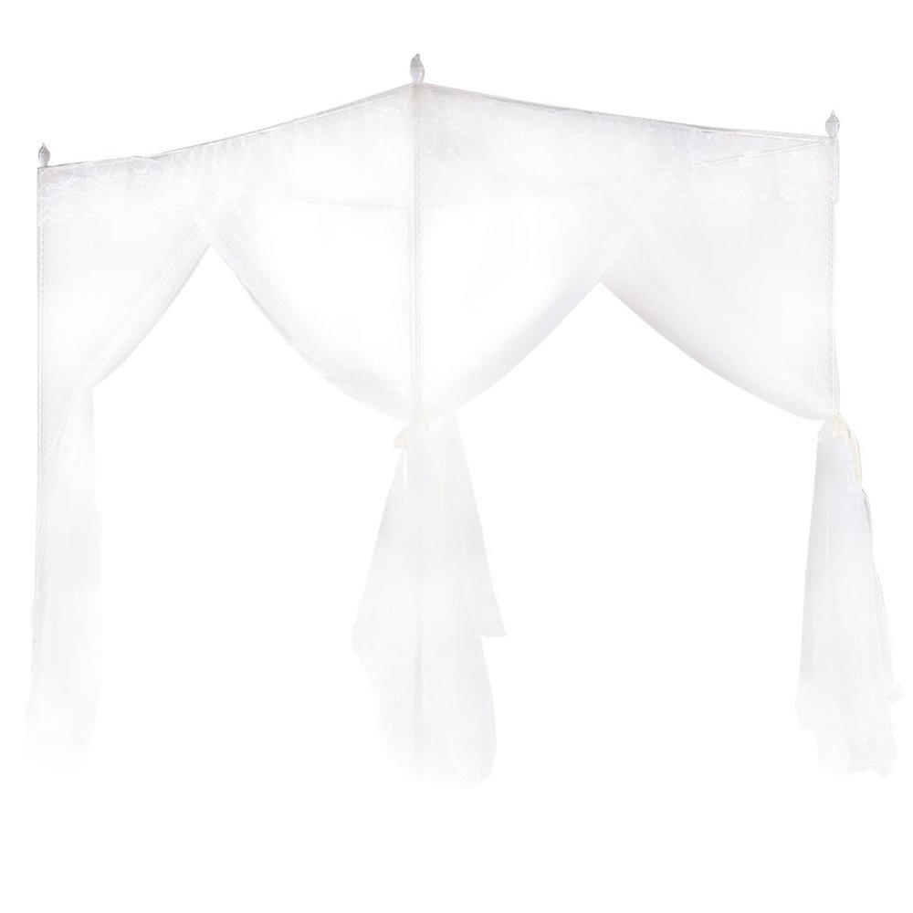 Cryfokt 4 Corners Princess Bed Curtain Canopy Canopies Elegant Net Bed Canopy Set Curtain Net Netting for Adults Girls Boys Bed Gift(L)