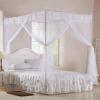 Cryfokt 4 Corners Princess Bed Curtain Canopy Canopies Elegant Net Bed Canopy Set Curtain Net Netting for Adults Girls Boys Bed Gift(L) view 2