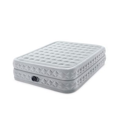 Intex 64489ED Queen Supreme Air-Flow Air Mattress: Fiber-Tech Queen Size Built-in Electric Pump 20in Bed Height 600lb Weight Capacity