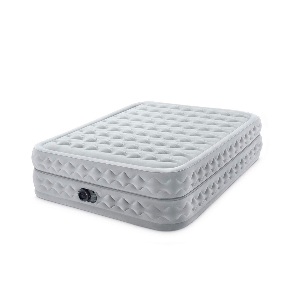 Intex 64489ED Queen Supreme Air-Flow Air Mattress: Fiber-Tech  Queen Size  Built-in Electric Pump  20in Bed Height  600lb Weight Capacity
