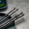 5 Pairs Food Grade PET+Glass Fiber Alloy Polymer Laser Engraving Japanese Metal Chopsticks, Squared Edge Non-Slip Chop Sticks Pack Reusable Gift with Case view 4