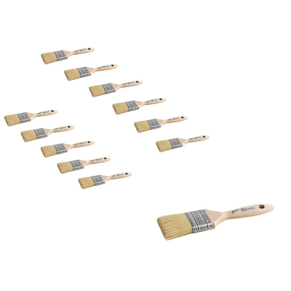 White 60020 Wooden Boar Bristle Pastry Brush (12 PC, Flat 2")