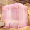 Cryfokt 4 Corners Post Canopy Bed Curtain, Luxury Princess Three Side Openings Post Bed Curtain Canopy Netting Net Bedroom Decoration Accessories(L) view 3