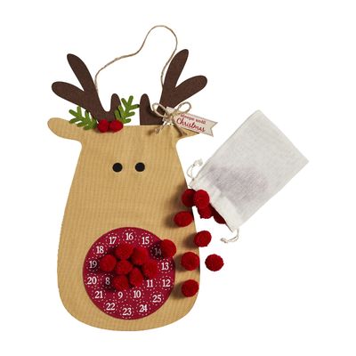 Mud Pie Pom Pom Reindeer Christmas Countdown Calendar, 16" x 11"